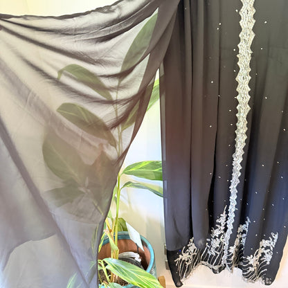 Brand Unknown Size U/Arm to U/Arm 65cm Embellished Chiffon Open Front Kaftan