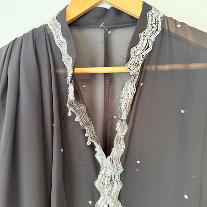 Brand Unknown Size U/Arm to U/Arm 65cm Embellished Chiffon Open Front Kaftan
