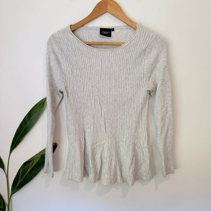 Jeanswest Size S Rib Knit Peplum Long Sleeve Top