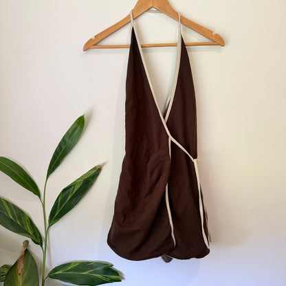 Showpo Size 10 Linen Blend Halter Wrap Mini Dress