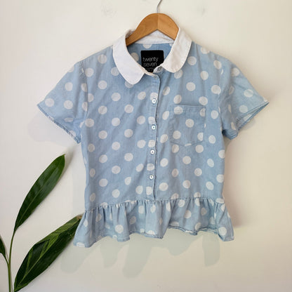 Twenty Seven Names Size 12 Spot Print Peplum Shirt