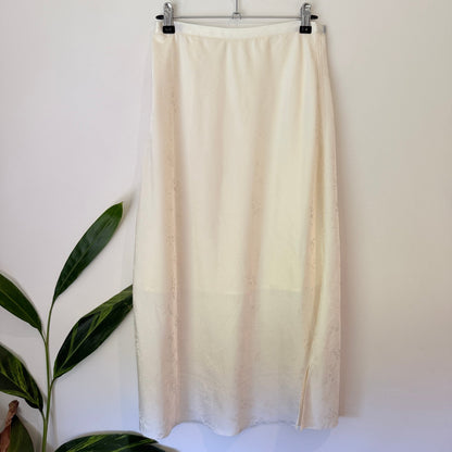 Brand Unknown Size L | Waist 66cm Satin Jacquard Midi Skirt