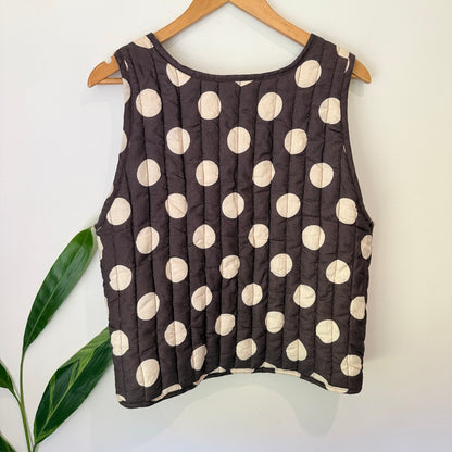 Brand Unknown Size U/Arm to U/Arm 50cm Spot Print Quilted Tie Front Vest