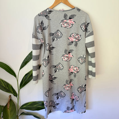 Charlo Size 12 Floral Print Stripe Sleeve Sweat Dress