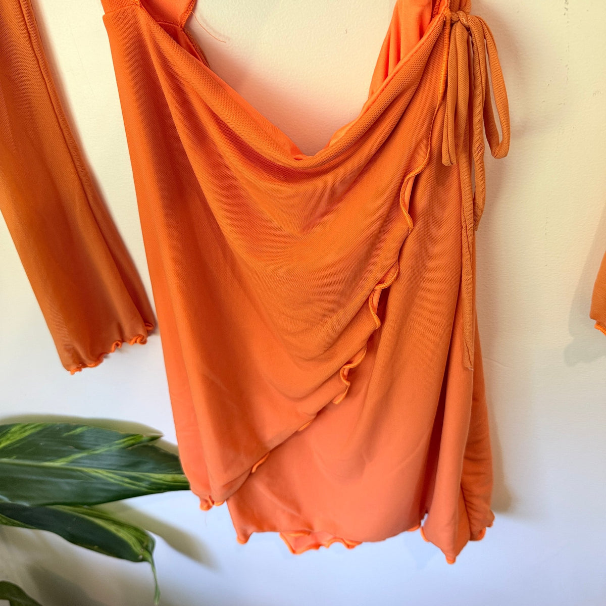 Tiger Mist Size L Mesh Cut Out Wrap Mini Dress