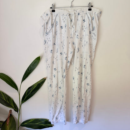 Wallace Cotton Size M Ski Print Drawstring PJ Pants