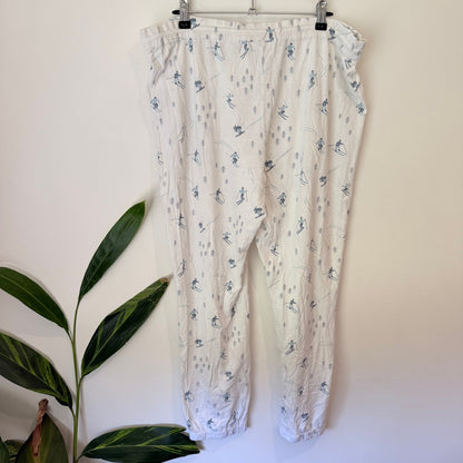 Wallace Cotton Size M Ski Print Drawstring PJ Pants