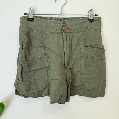 Brand Unknown Size M | Waist 70cm Linen Look Patch Pocket Shorts