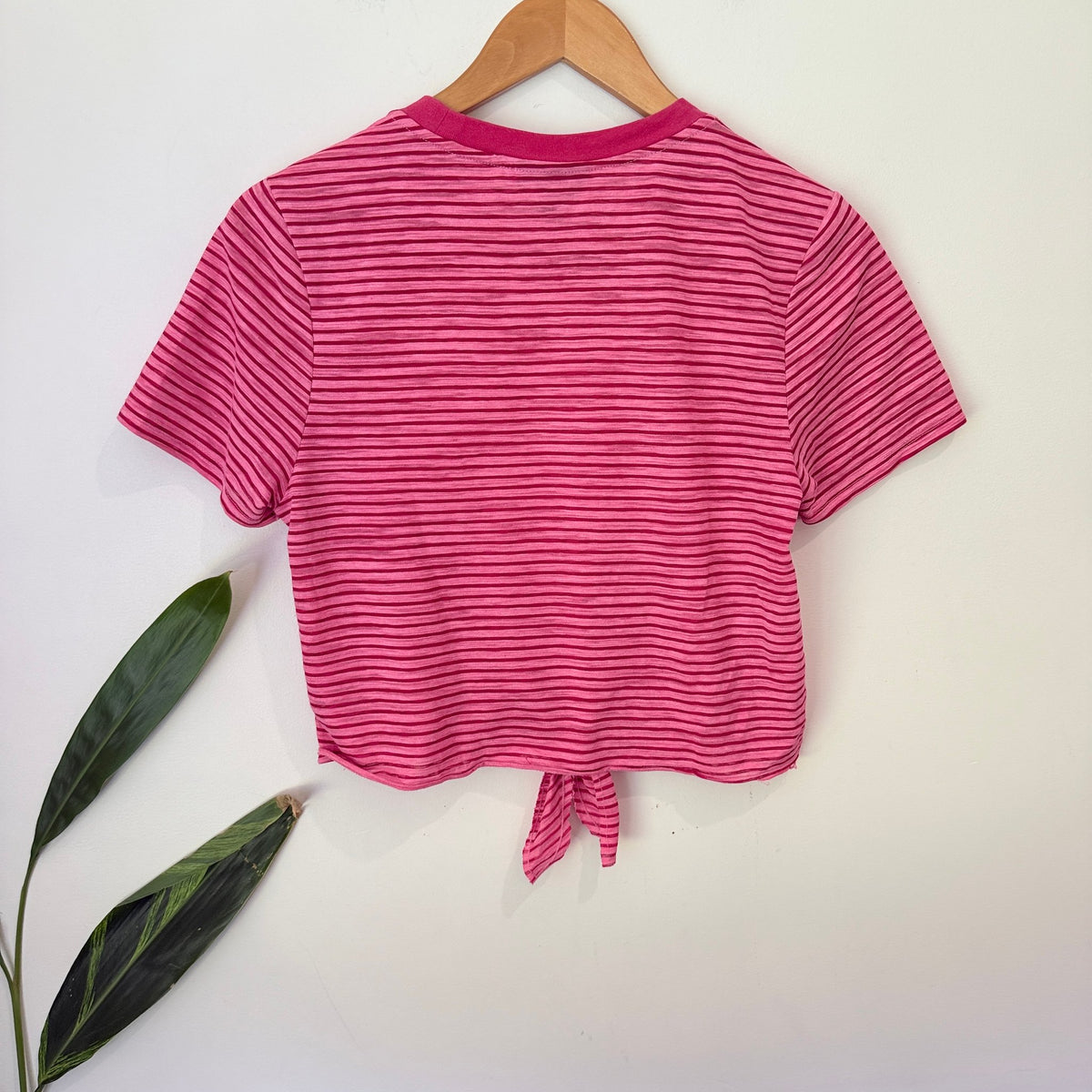 Topshop Size 8 Stripe Tie Front Crop Tee