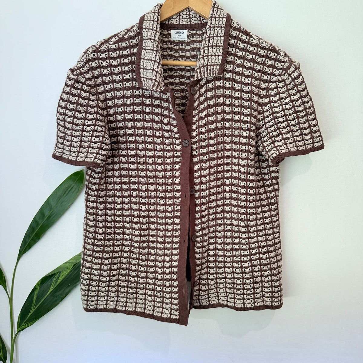 Cotton On Size S Open Knit Short Sleeve Button Up Cardigan