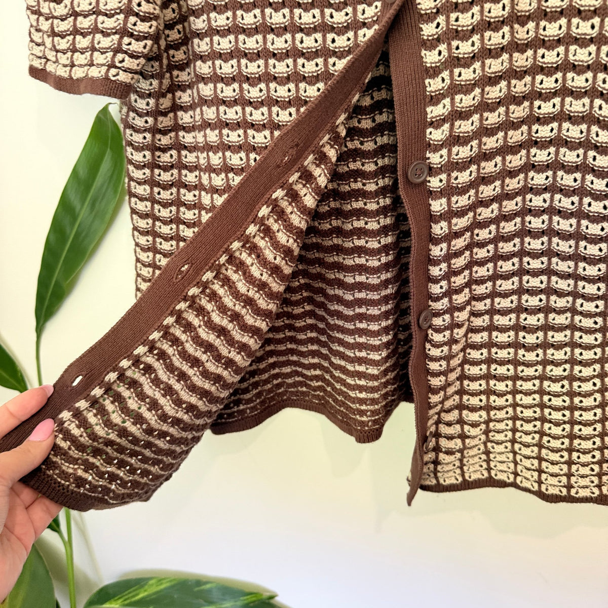 Cotton On Size S Open Knit Short Sleeve Button Up Cardigan
