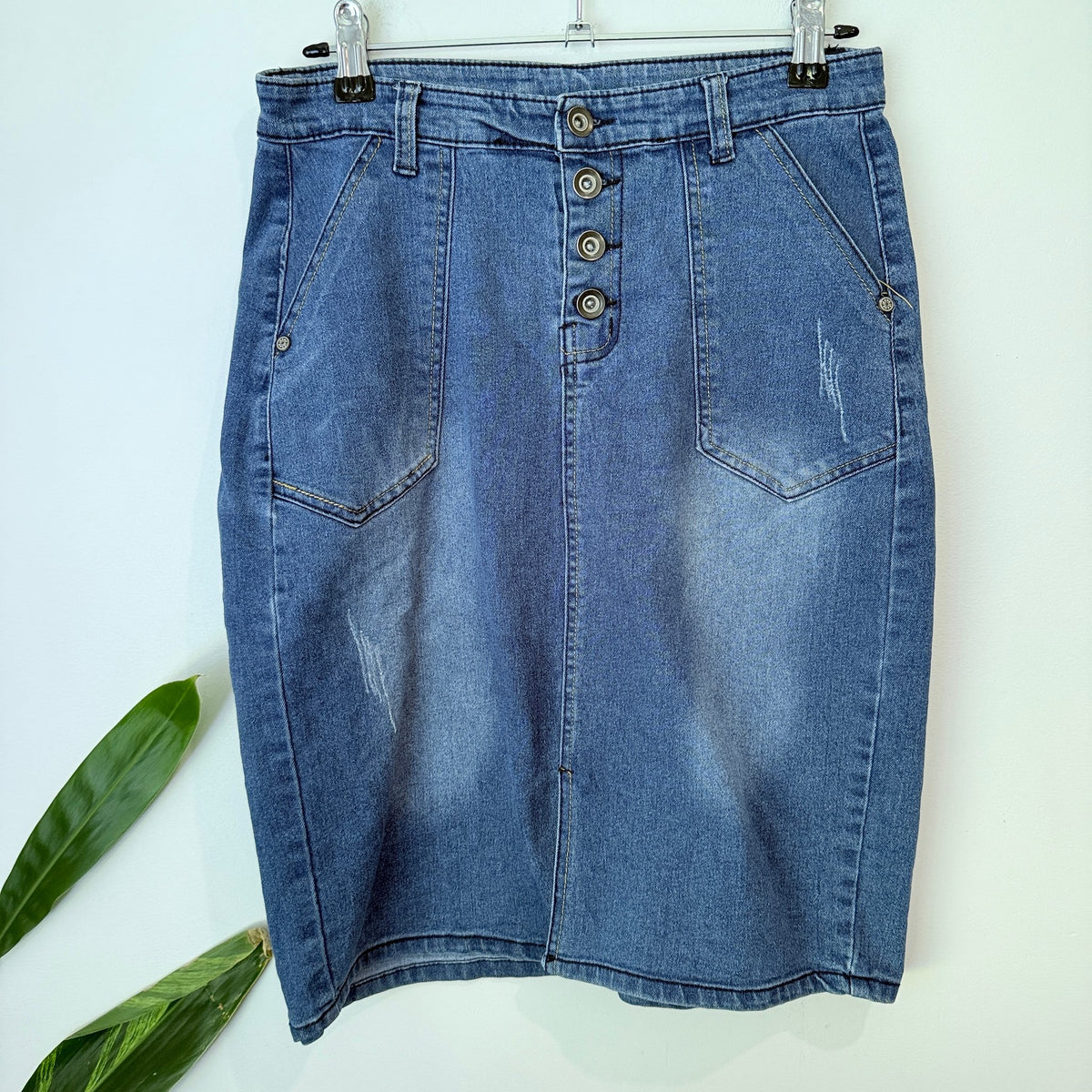 Brand Unknown Size M | Waist 70cm Button Fly Denim Midi Skirt