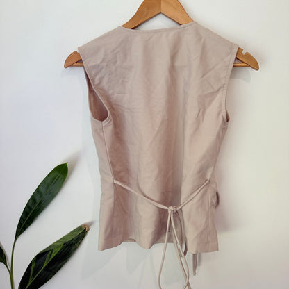 Brand Unknown Size U/Arm to U/Arm 43cm Asymmetric Tie Side Sleeveless Top