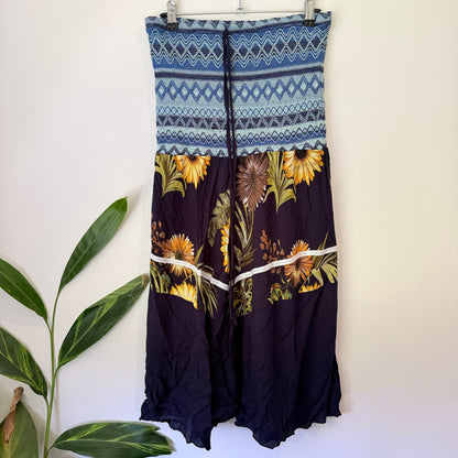 Brand Unknown Size 3XL | U/Arm to U/Arm 38cm Smocked Sunflower Print Maxi Dress