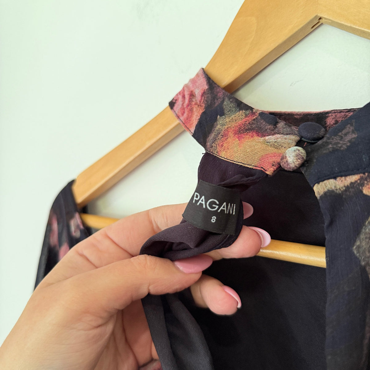 Pagani Size 8 Floral Print Cold Shoulder Long Sleeve Dress