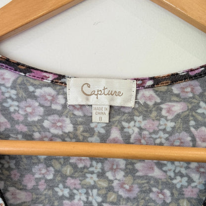Capture Size 8 Floral Print Wrap Midi Dress