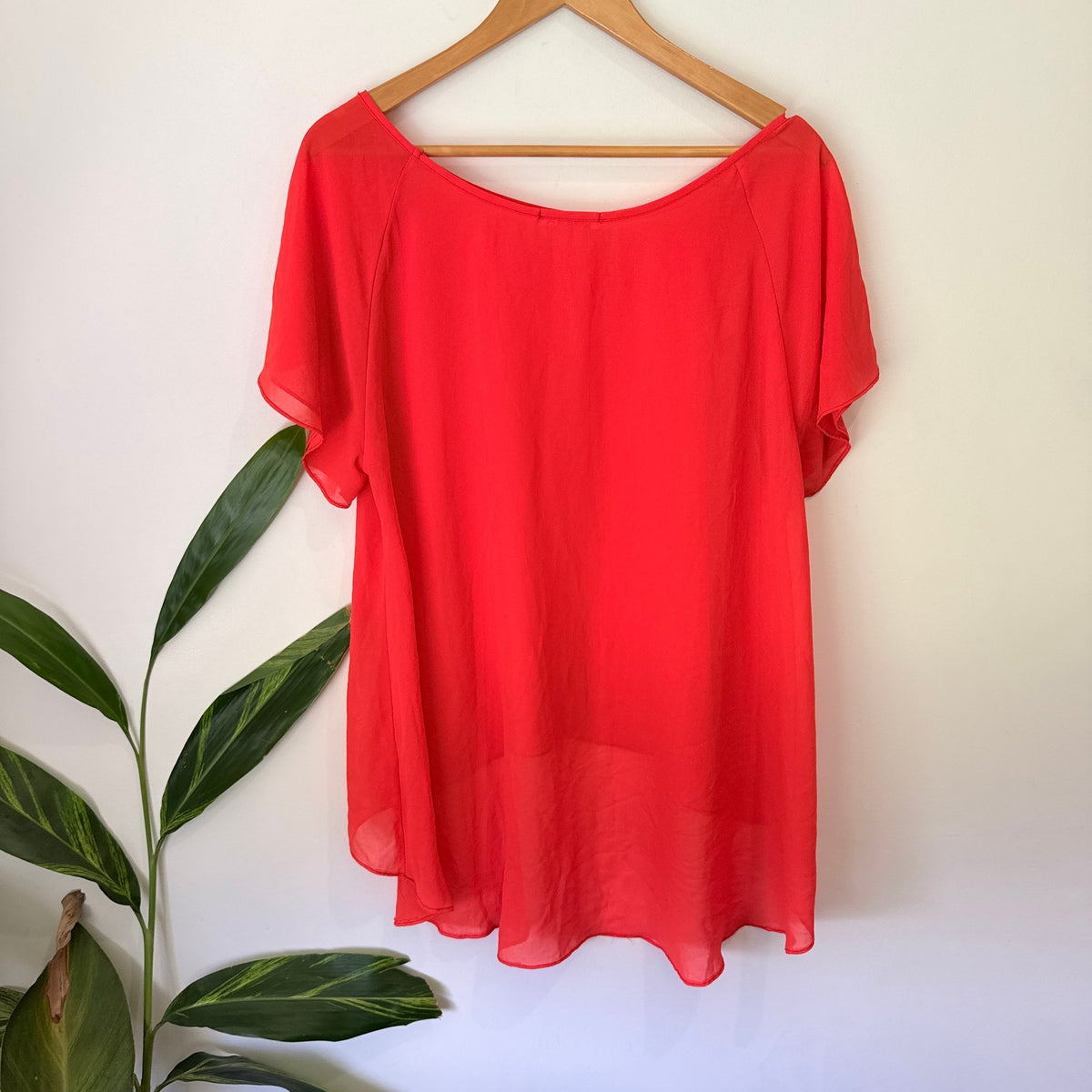 Brand Unknown Size U/Arm to U/Arm 56cm Layered Chiffon Flutter Sleeve Top