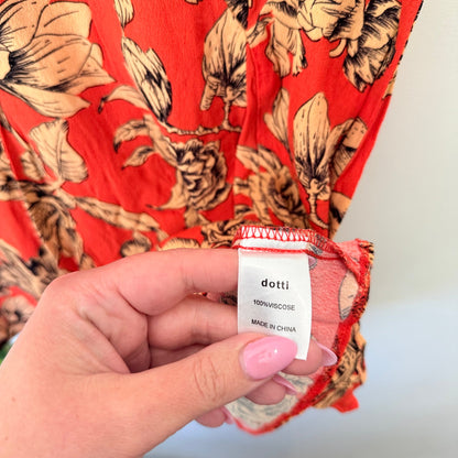 Dotti Size 6 Floral Print Keyhole Back Mini Dress
