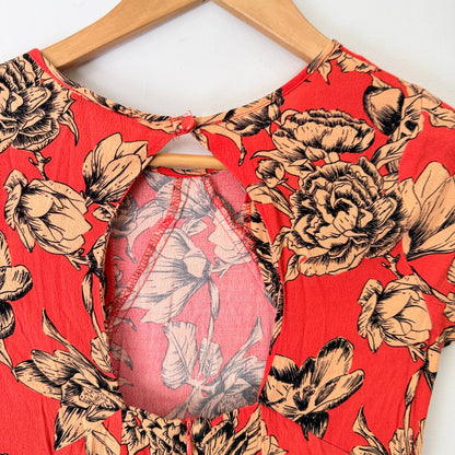 Dotti Size 6 Floral Print Keyhole Back Mini Dress