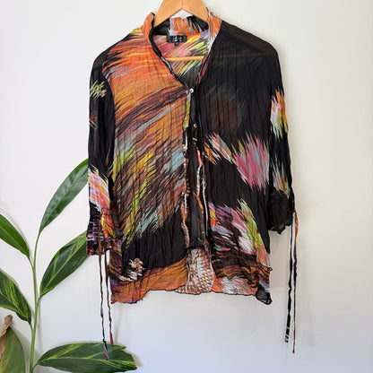 Seduce Size 16 Crinkle Abstract Print Button Up Blouse