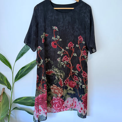 Brand Unknown U/Arm 51cm Floral Silk Blend Tunic Dress