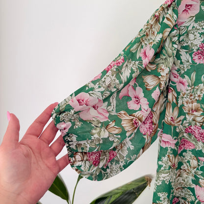 Mirrou Size 14 Floral Print Puff Sleeve Blouse