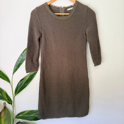 Zara Knit Size S Fringe Neck Cotton Knit Dress