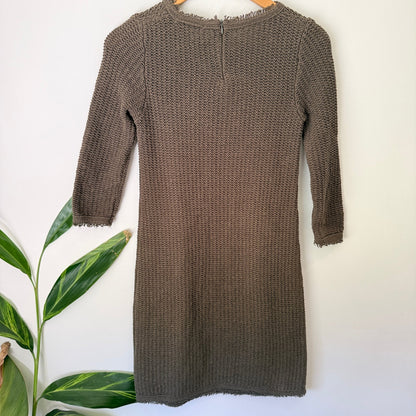 Zara Knit Size S Fringe Neck Cotton Knit Dress