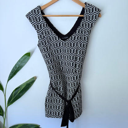 Miss Selfridge Size 8 Geometric Jacquard Belted Playsuit