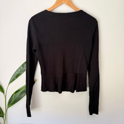 Portmans Size S Zip Front Knit Peplum Top