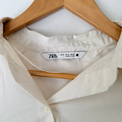 Zara Size M Elastic Cuff Short Sleeve Crop Shirt