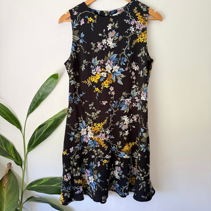 Warehouse Size 14 Floral Print Ruffle Hem Sleeveless Dress