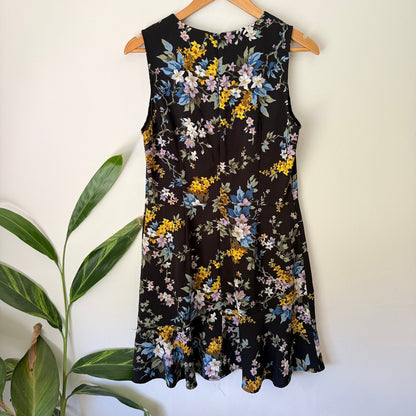Warehouse Size 14 Floral Print Ruffle Hem Sleeveless Dress
