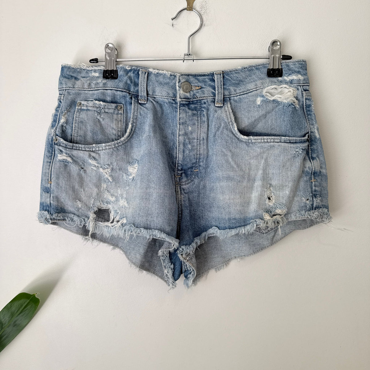 Zara Trafaluc Size 10 Distressed Denim Cut Off Shorts