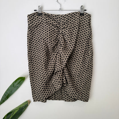 Rough Studios Size M | Waist 78cm Ruched Front Jacquard Pencil Skirt