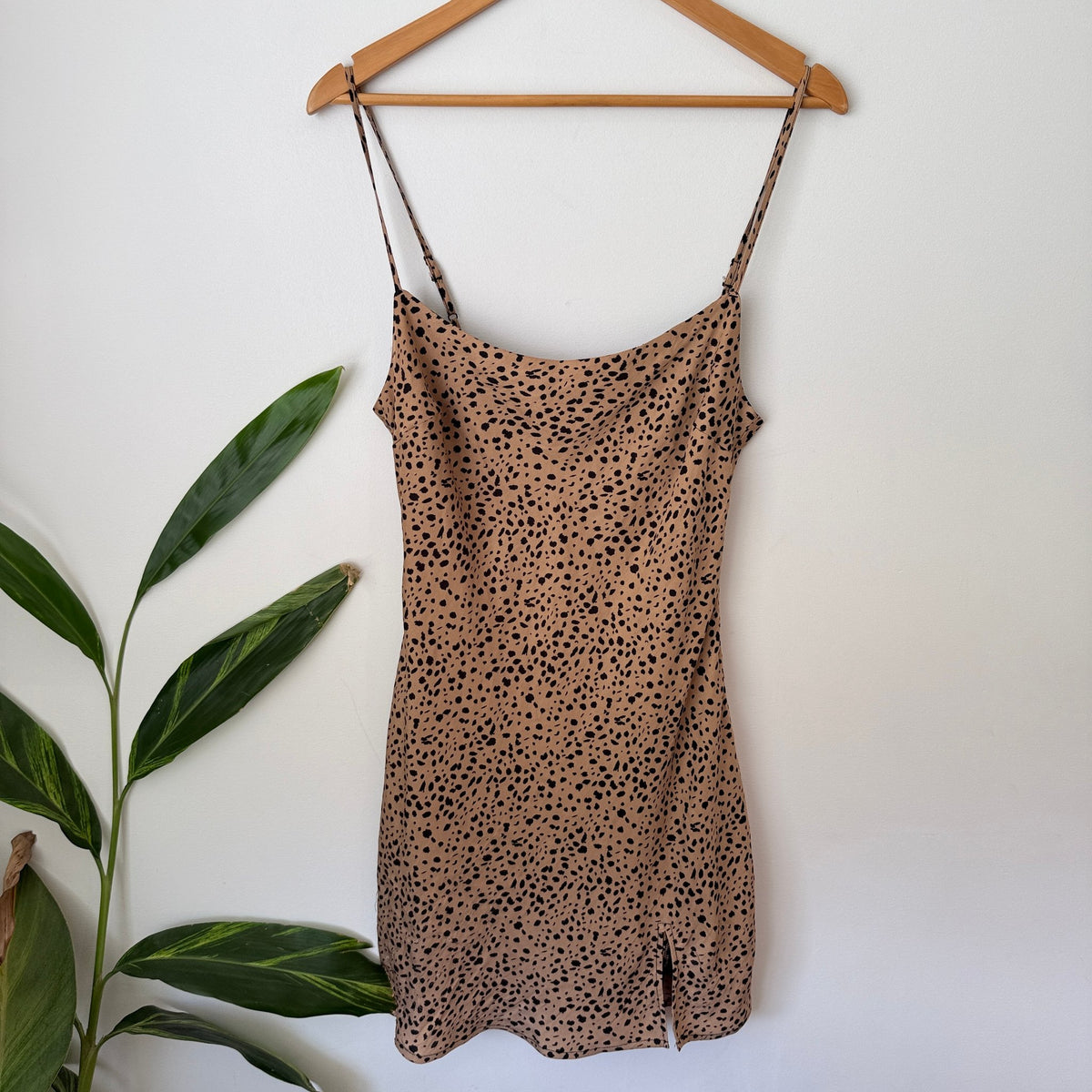 Glassons Size 12 Spot Print Side Split Slip Mini Dress
