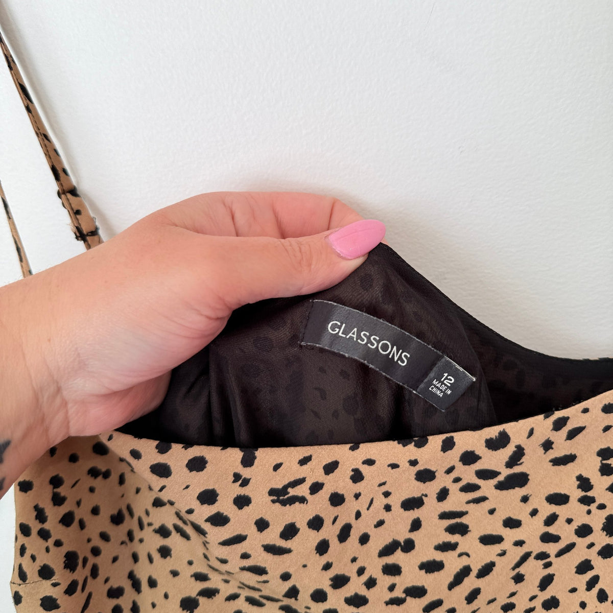 Glassons Size 12 Spot Print Side Split Slip Mini Dress