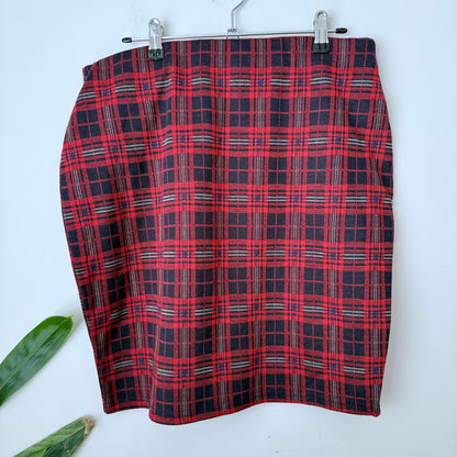 Mirrou Size XL Check Stretch Pencil Skirt
