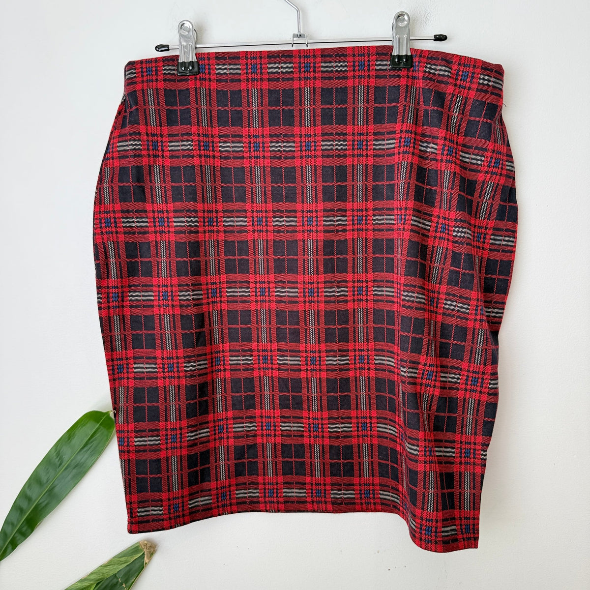 Mirrou Size XL Check Stretch Pencil Skirt