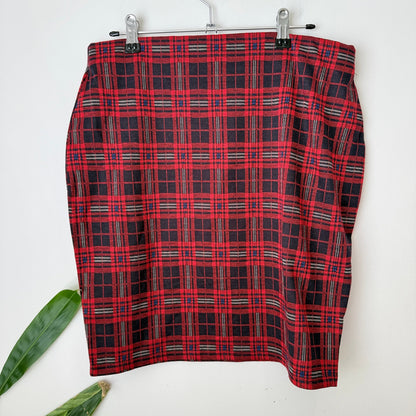 Mirrou Size XL Check Stretch Pencil Skirt