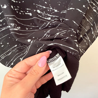 Max Size 10 Splatter Print Chiffon Overlay Banded Hem Top