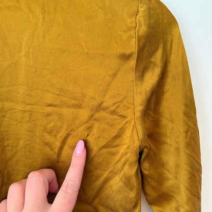 Eileen Fisher Petite Size PP Satin Long Sleeve Button Up Shirt