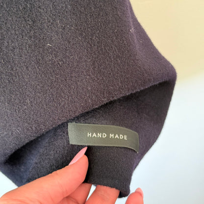 Hunting Beautiful Size M Handmade 100% Wool Double Breasted Cape Coat – Navy