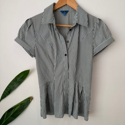 Cue Size 6 Stripe Peplum Short Sleeve Shirt