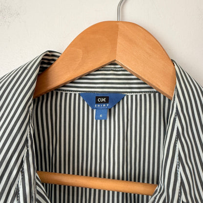 Cue Size 6 Stripe Peplum Short Sleeve Shirt
