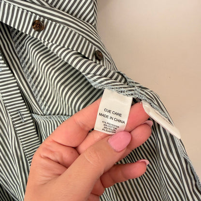 Cue Size 6 Stripe Peplum Short Sleeve Shirt