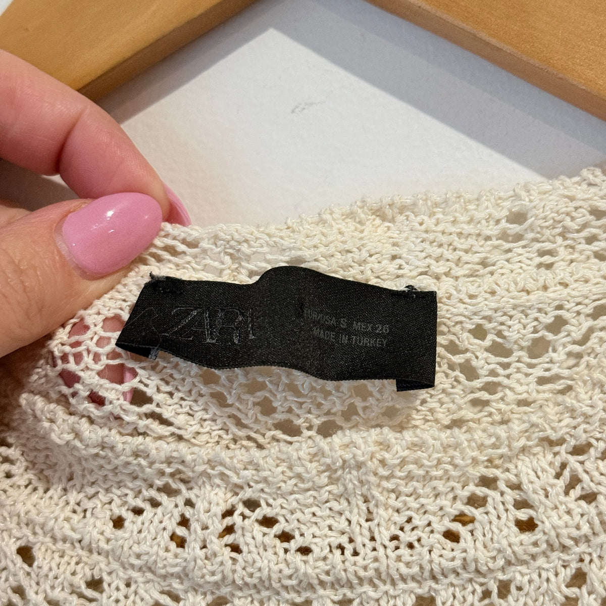 Zara Size S Pointelle Knit Short Sleeve Top – photo 2