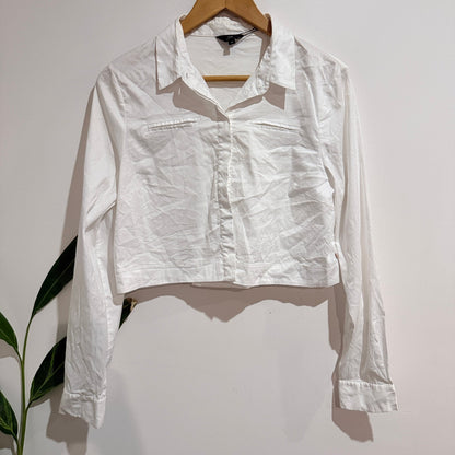 Cue Size 14 Cropped Long Sleeve Button Up Shirt