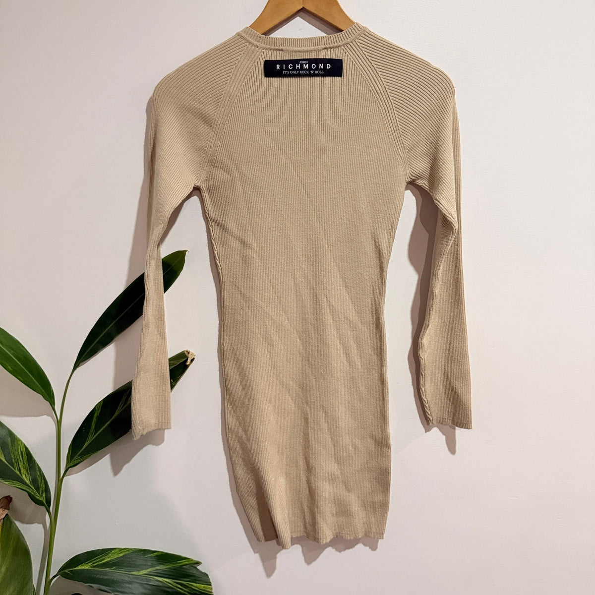 John Richmond Size S Rib Knit Button Shoulder Bodycon Dress – photo 4