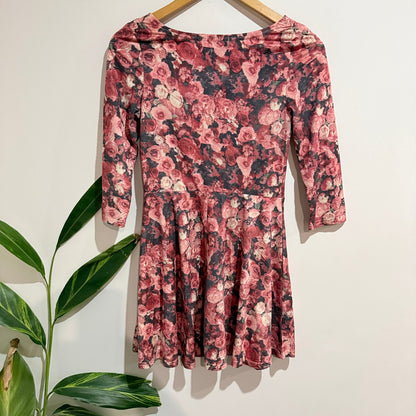Mirrou Size S Floral Print Three Quarter Sleeve Skater Dress – photo 4